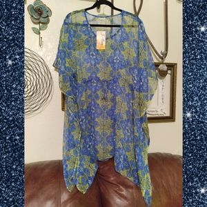 1X 2X Beautiful Flowy Sheer Pullover Top w Drawstring at Waist 👚🩱🦩👙